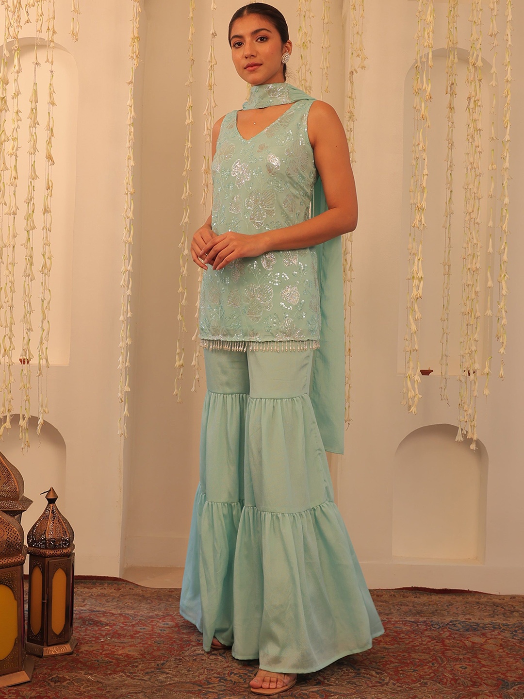 

Alaya By Stage3 Women Kurta with Trousers & With Dupatta, Blue