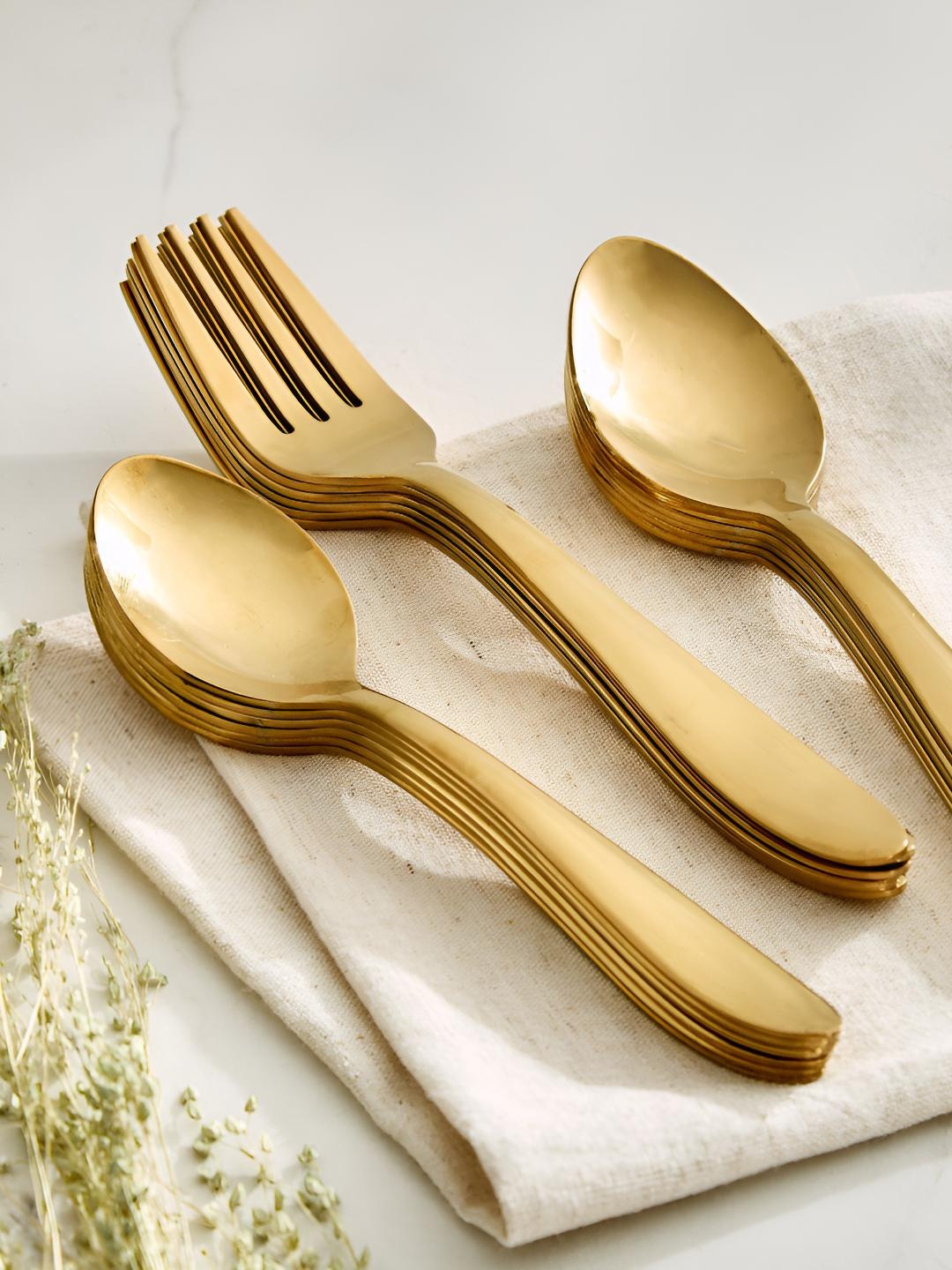 

Home Centre 18-Pcs Yellow Stainless Steel Cutlery Set, Gold