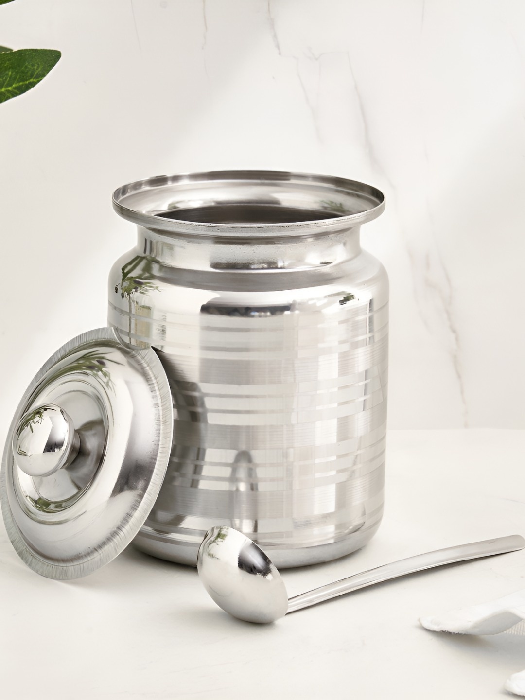 

Home Centre Grey Striped Stainless Steel Oil Dispenser - 350ml, Silver