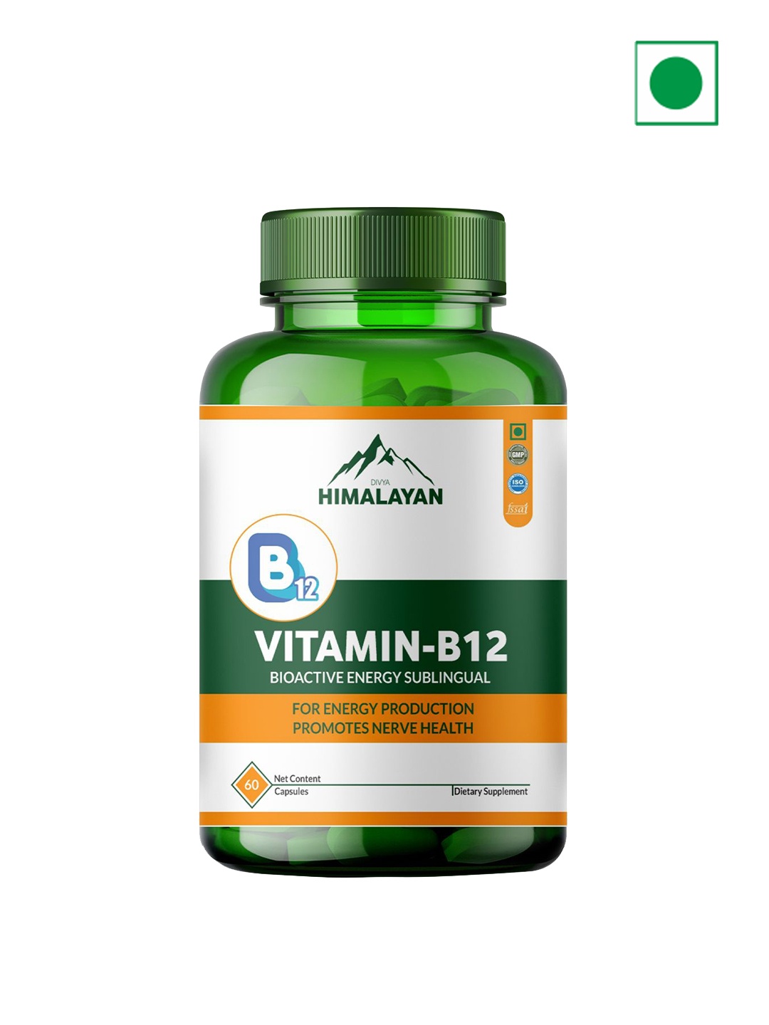 

DIVYA HIMALAYAN Vitamin B-12 Support Supplement Capsules - 60 Capsules, Green