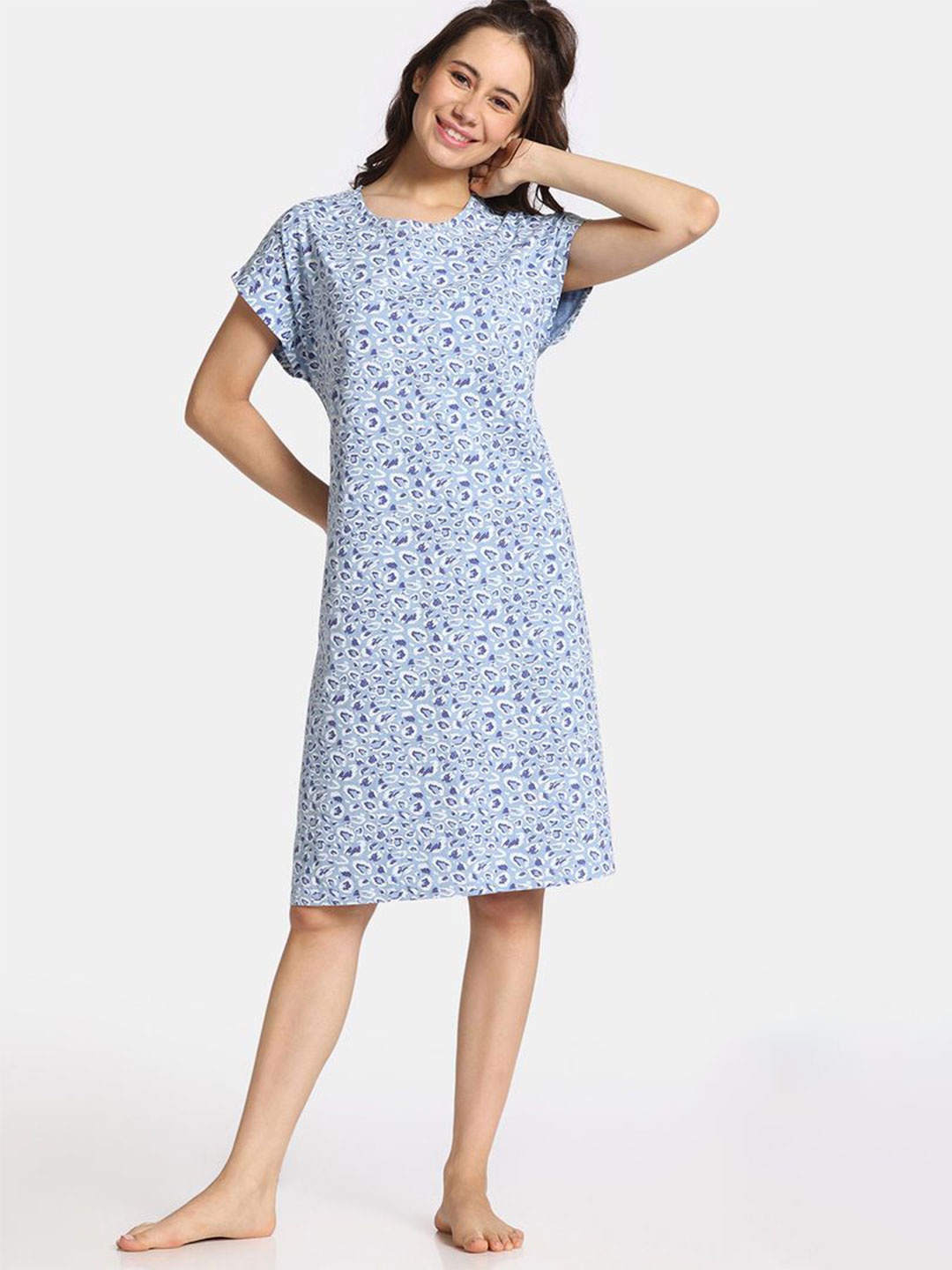 

Rosaline by Zivame Women Printed Nightdress, Blue