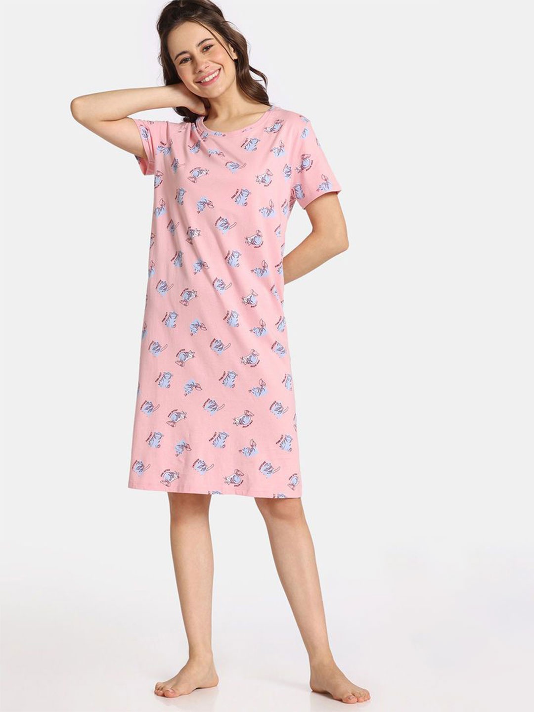 

Rosaline by Zivame Printed Nightdress, Pink