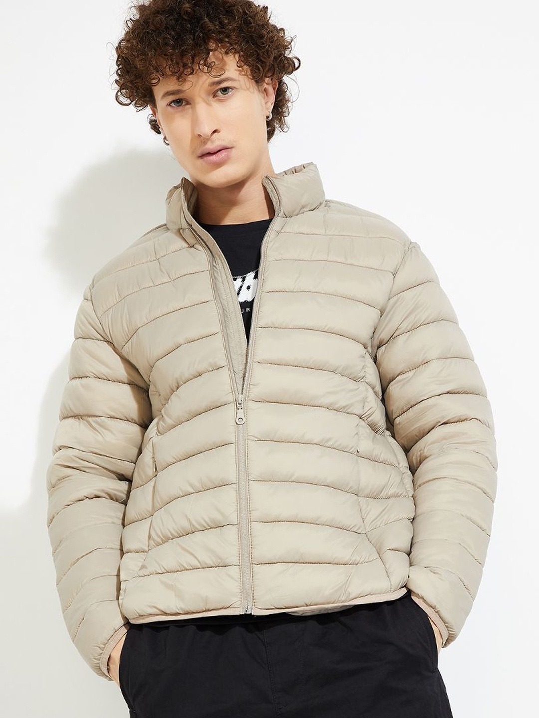 

MAX URB_N Men Quilted Packable Puffer Jacket, Beige