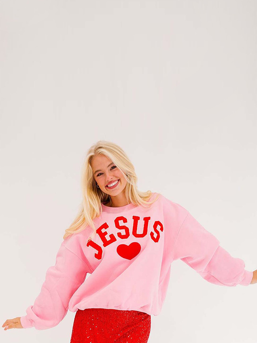 

LULU & SKY Women Printed Sweatshirt, Pink