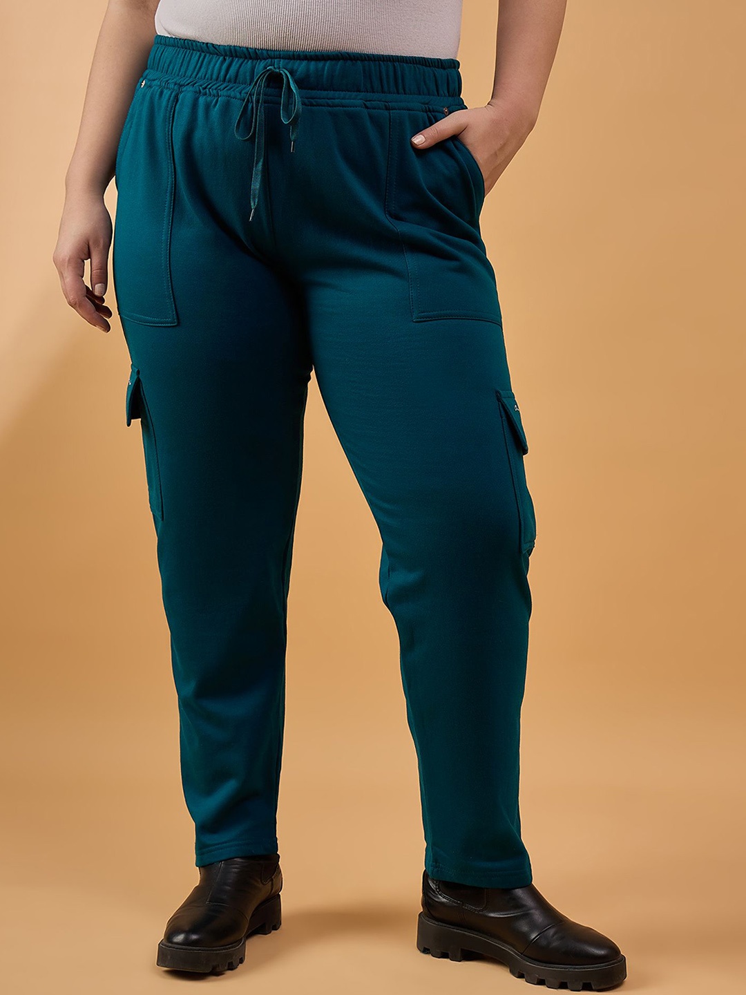 

CUPID Women Regular Fit Drawstring Cargo Pants, Teal