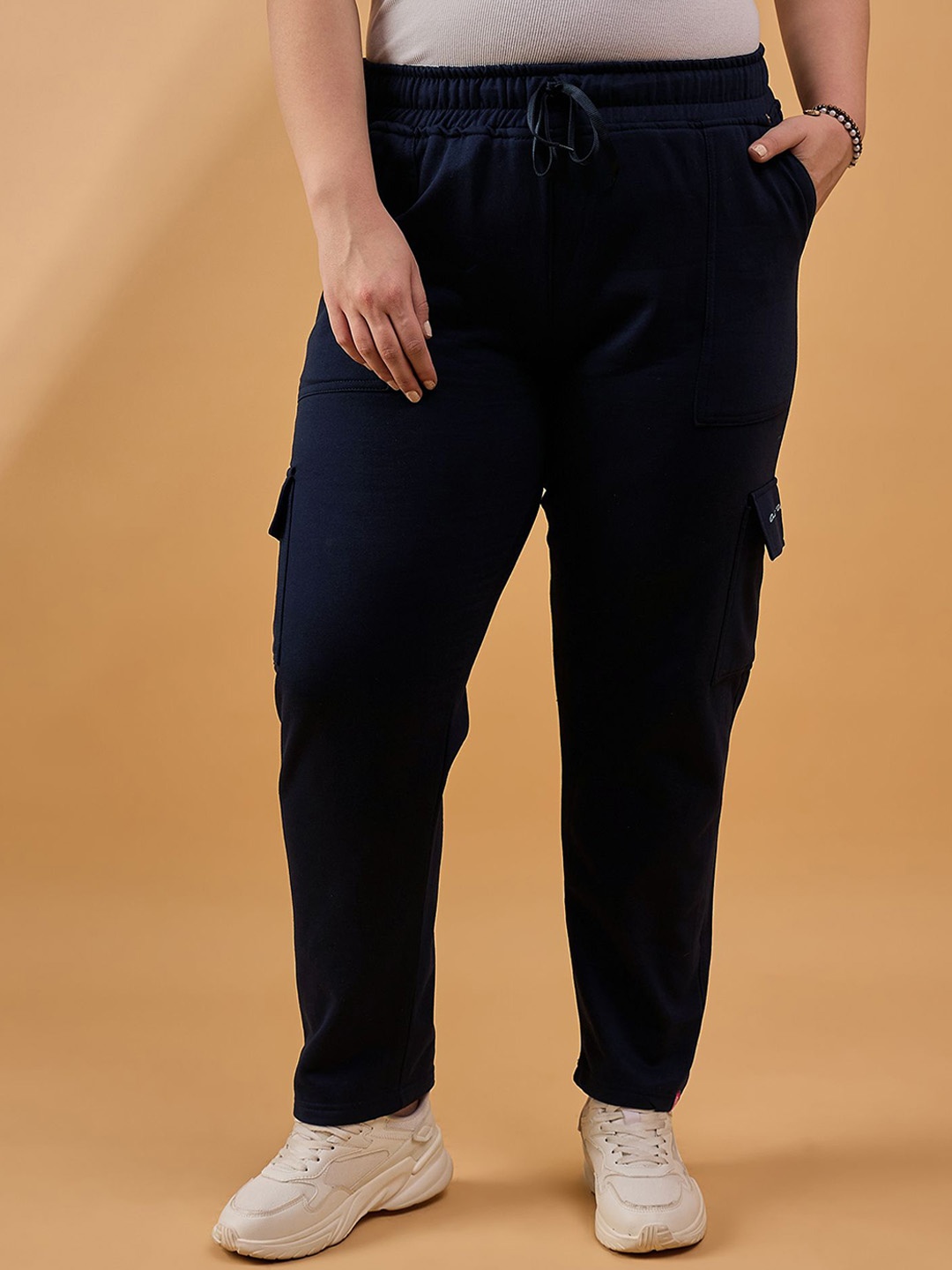 

CUPID Women Regular Fit Plus Size Track Pants, Navy blue