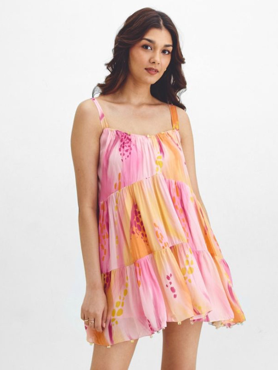 

Prose Stories Women Abstract Printed A Line Dress, Pink