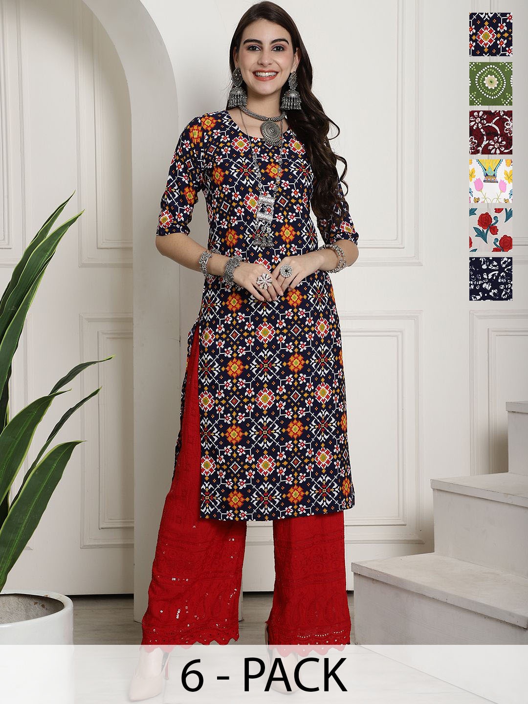 

7Threads Women Ethnic Motifs Printed Floral Crepe Kurta, Multi