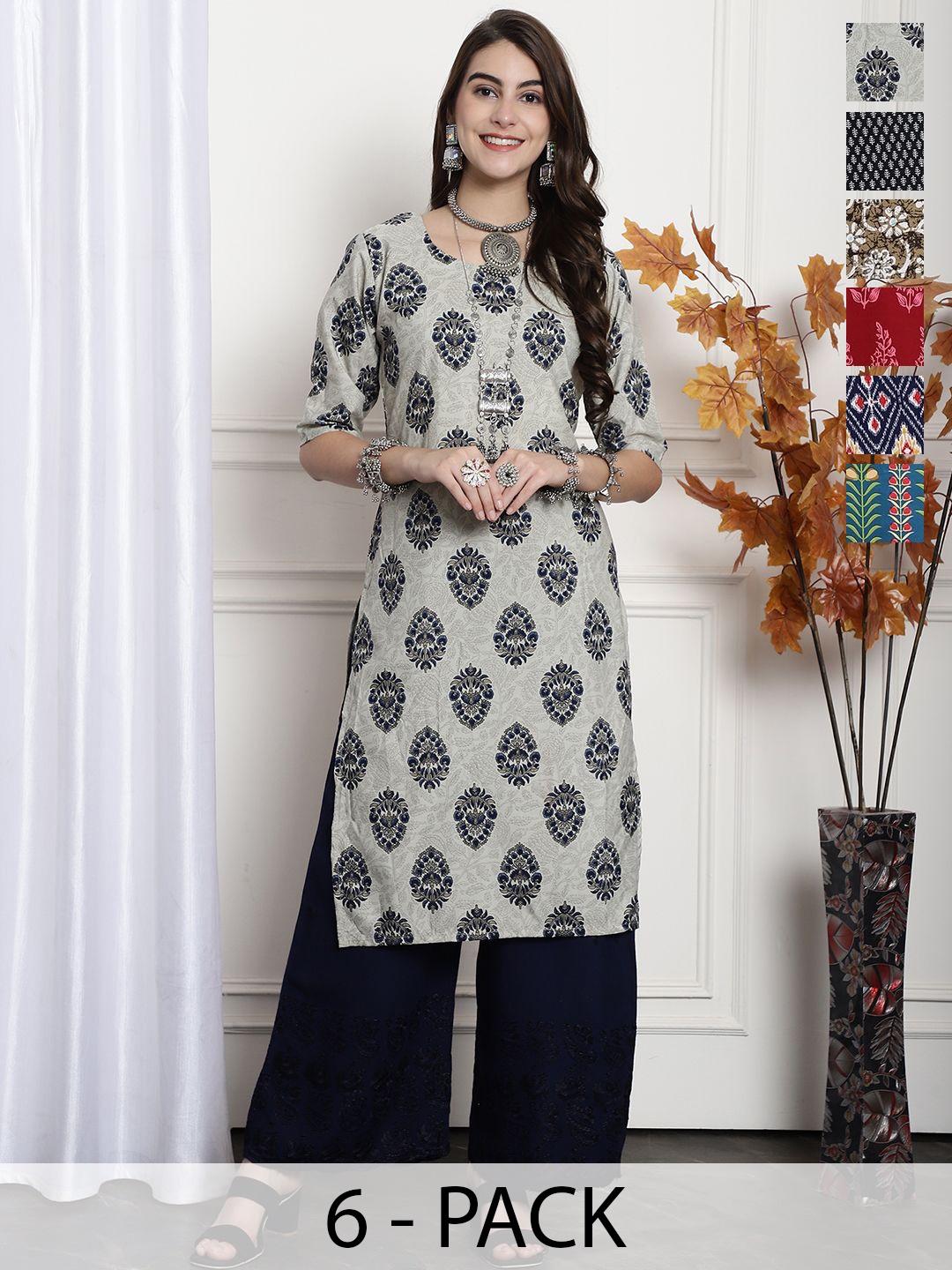 

7Threads Women Ethnic Motifs Printed Floral Crepe Kurta, Multi