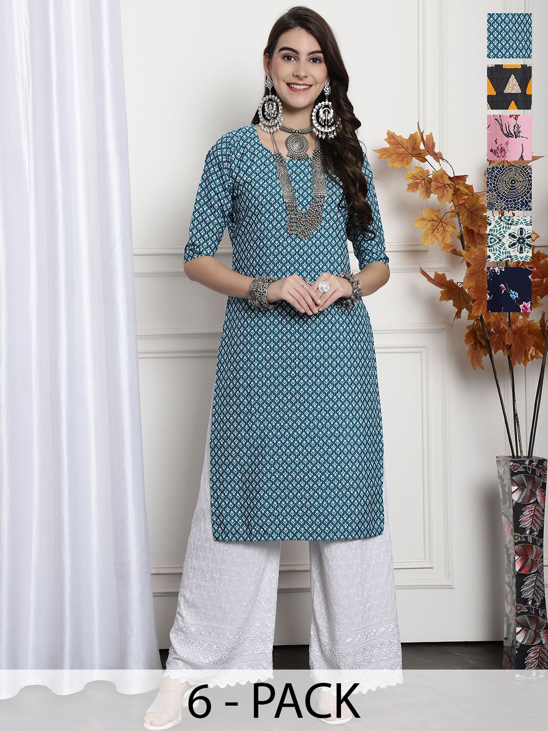 

7Threads Women Ethnic Motifs Printed Floral Crepe Kurta, Multi