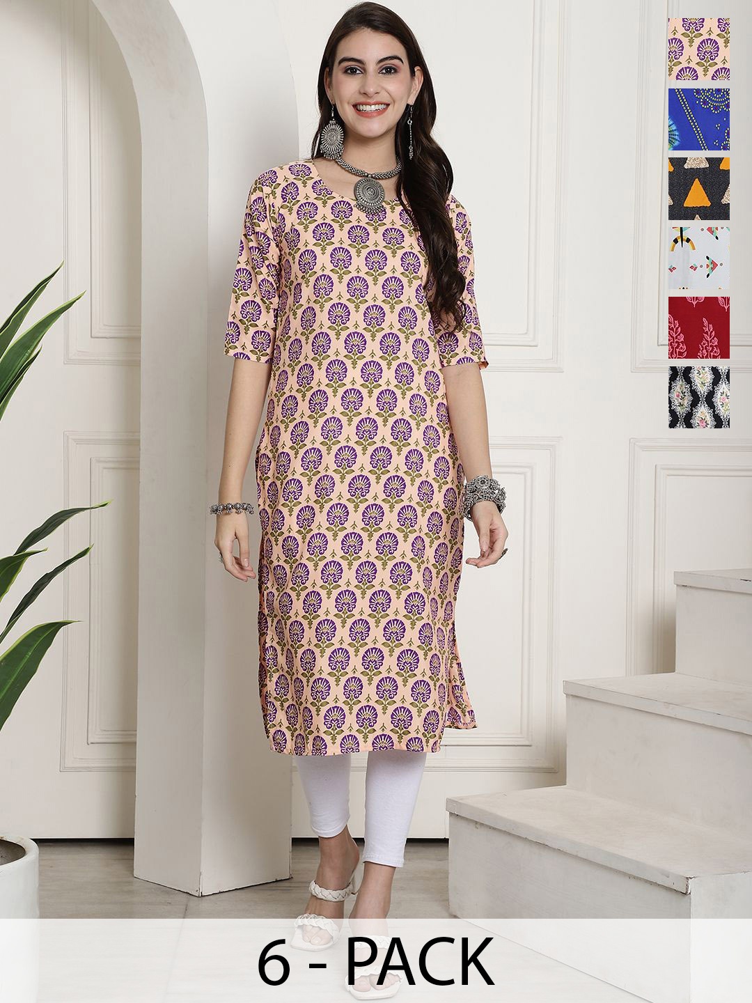 

7Threads Women Ethnic Motifs Printed Floral Crepe Kurta, Multi