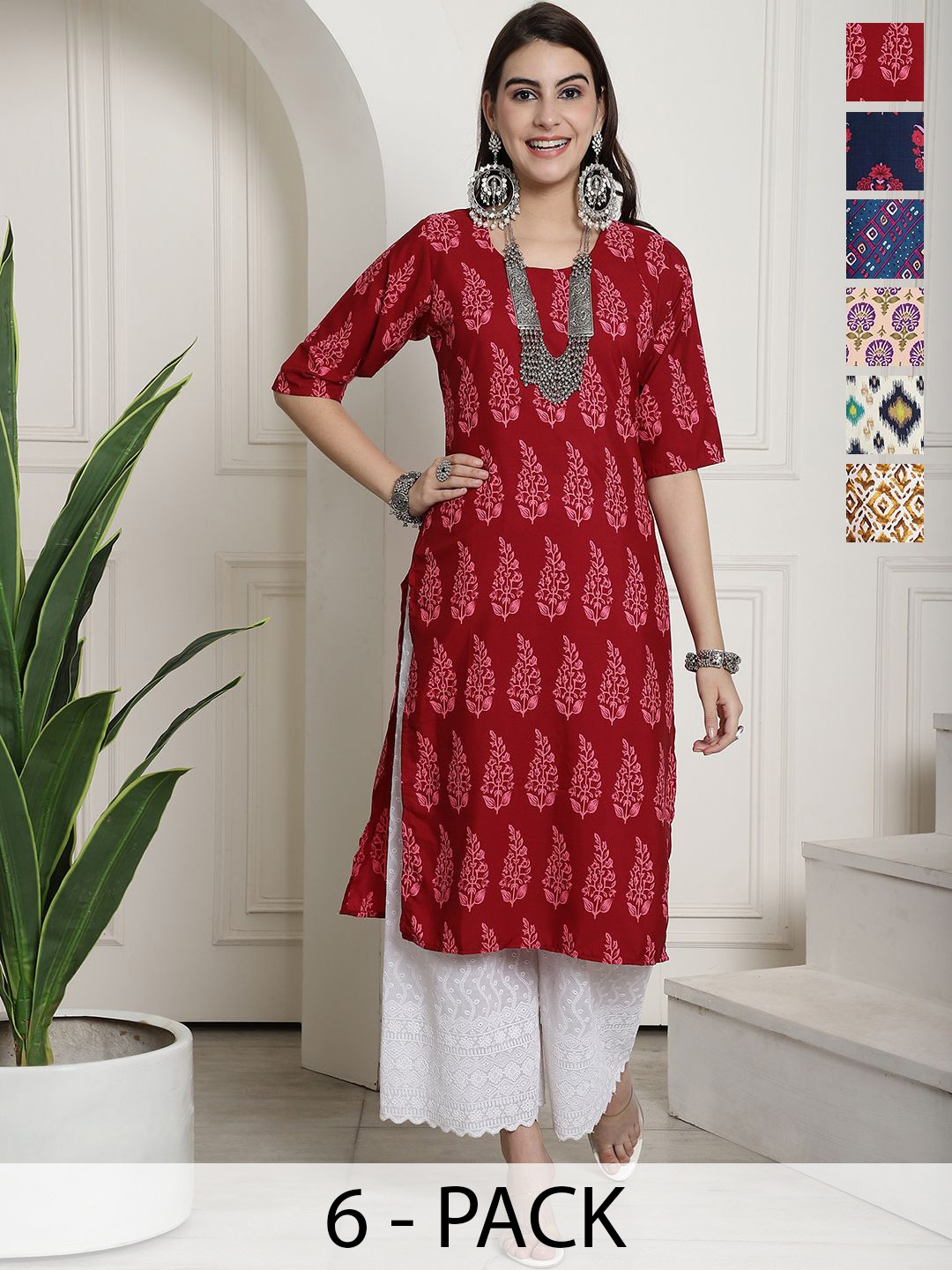 

7Threads Women Ethnic Motifs Printed Floral Crepe Kurta, Multi