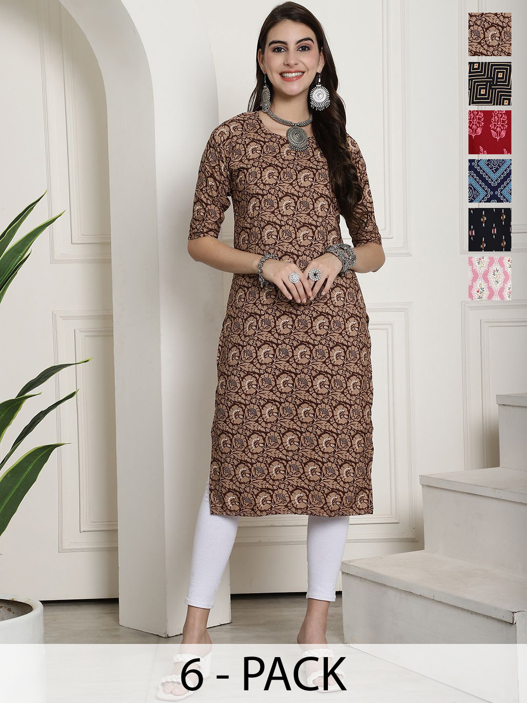 

7Threads Women Ethnic Motifs Printed Floral Crepe Kurta, Multi