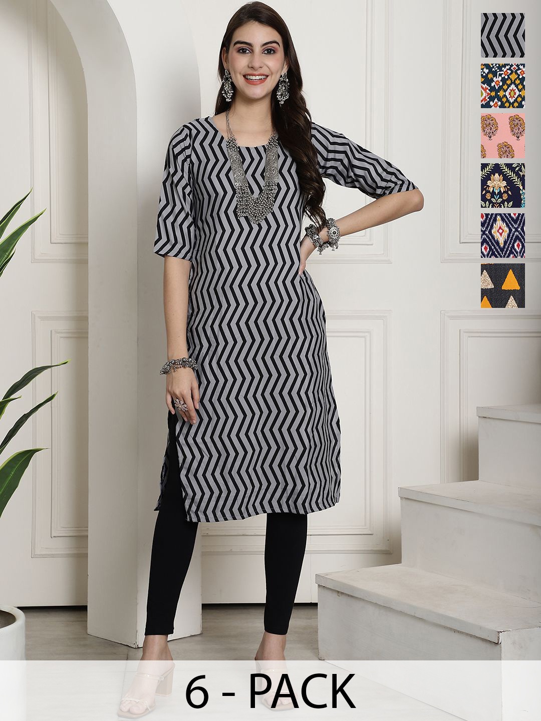 

7Threads Women Ethnic Motifs Printed Floral Crepe Kurta, Multi