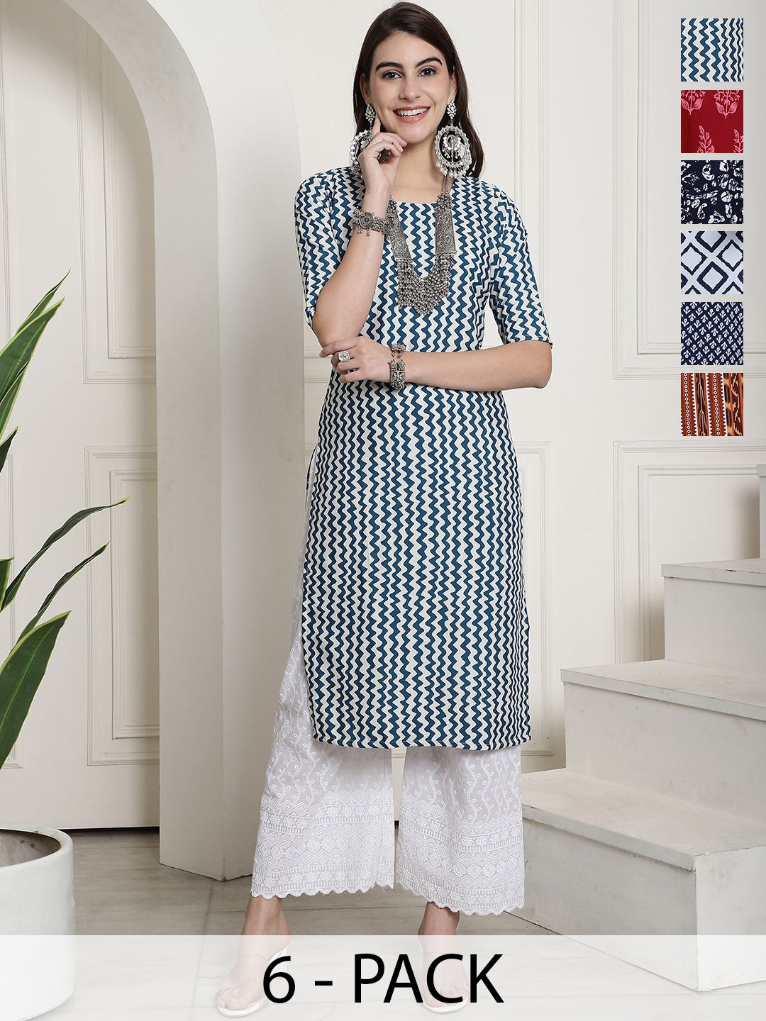 

7Threads Women Ethnic Motifs Printed Floral Crepe Kurta, Multi