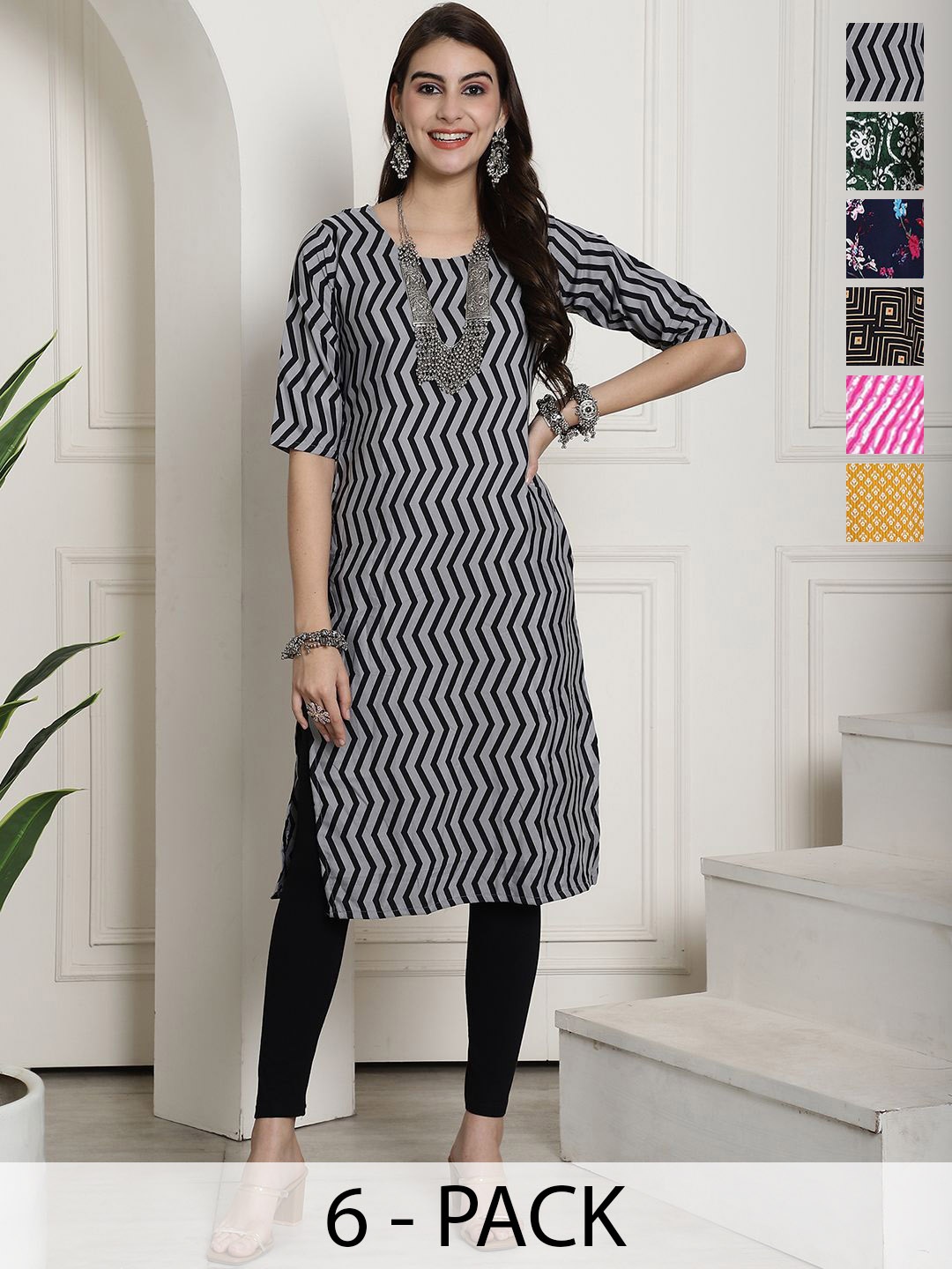 

7Threads Women Ethnic Motifs Printed Floral Crepe Kurta, Multi