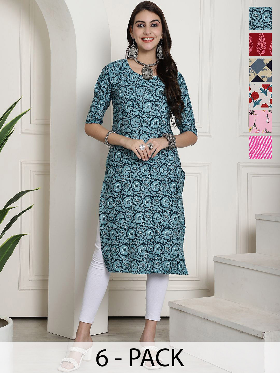 

7Threads Women Ethnic Motifs Printed Floral Crepe Kurta, Multi