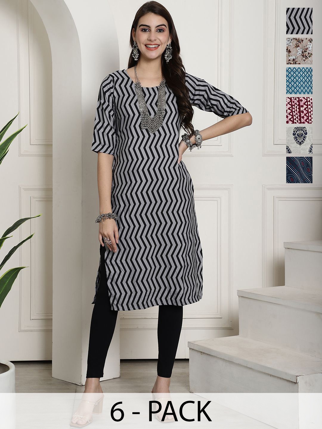 

7Threads Women Ethnic Motifs Printed Floral Crepe Kurta, Multi