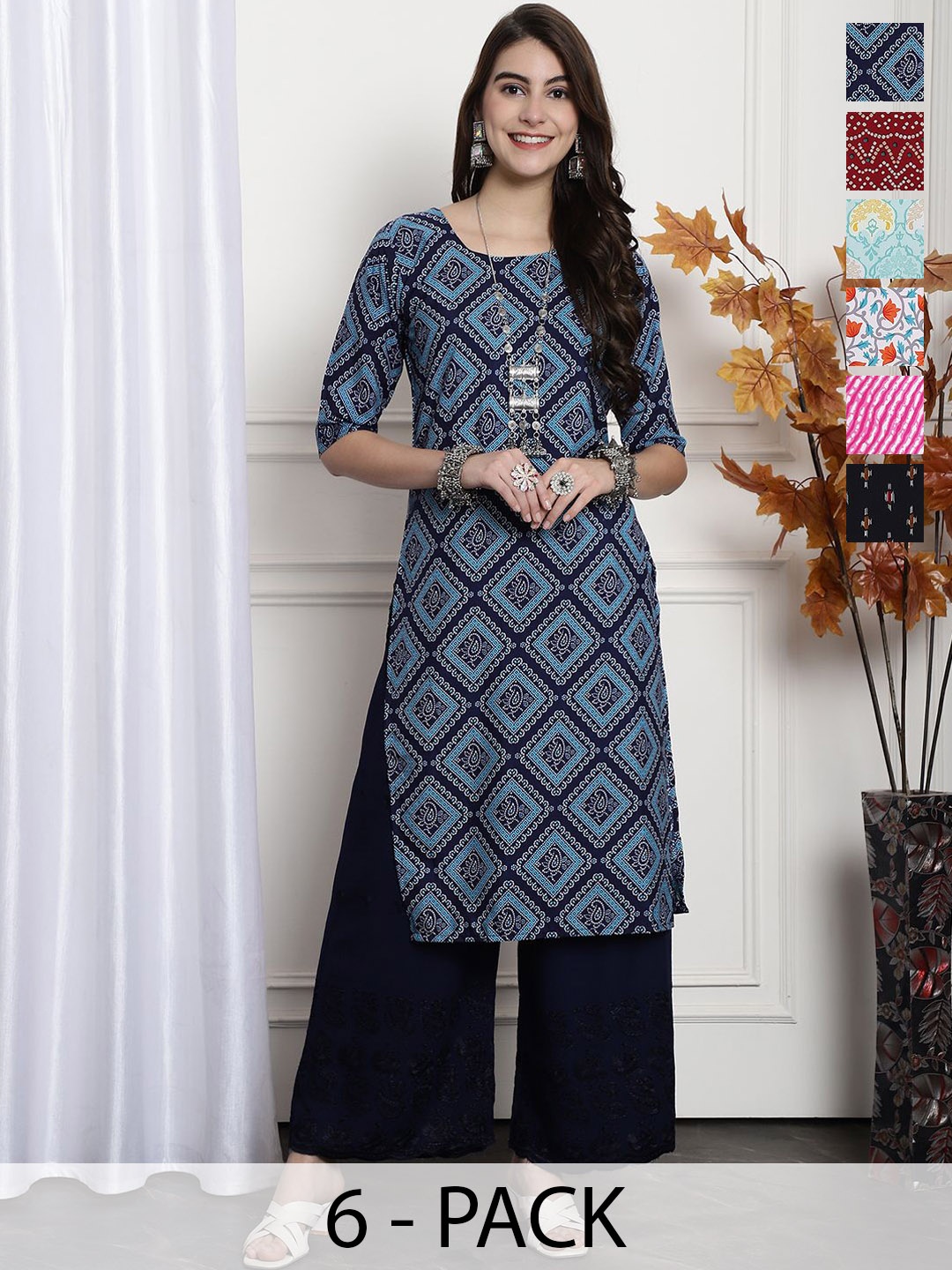 

7Threads Women Ethnic Motifs Printed Floral Crepe Kurta, Multi