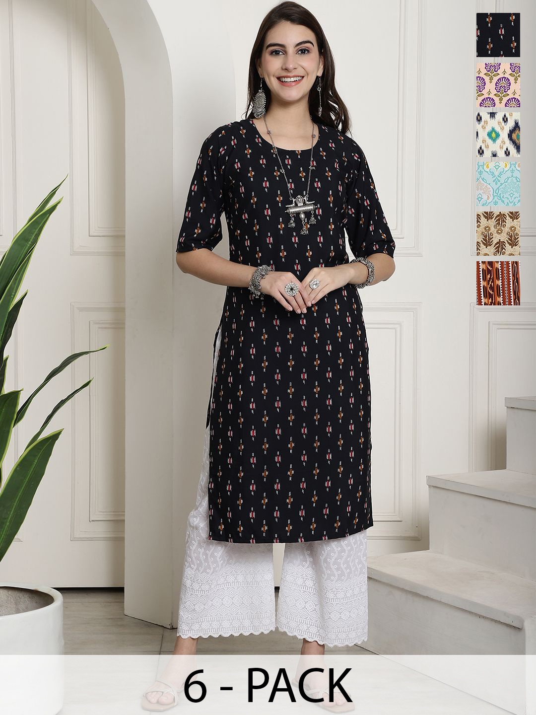 

7Threads Women Ethnic Motifs Printed Floral Crepe Kurta, Multi