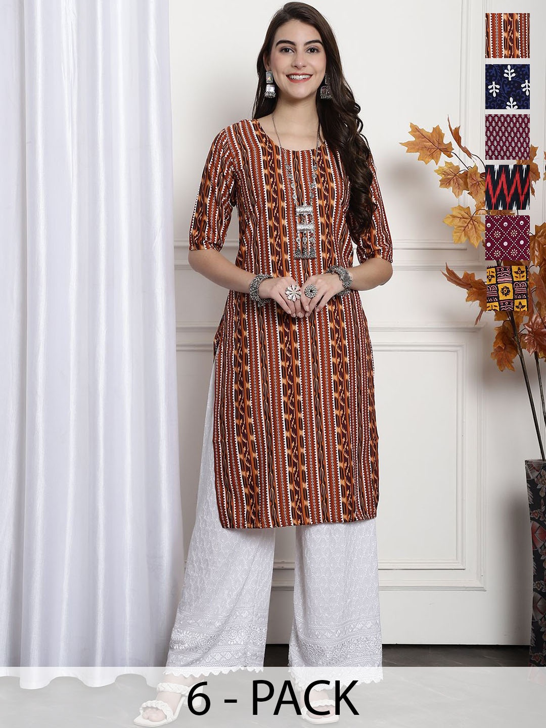 

7Threads Women Ethnic Motifs Printed Floral Crepe Kurta, Multi