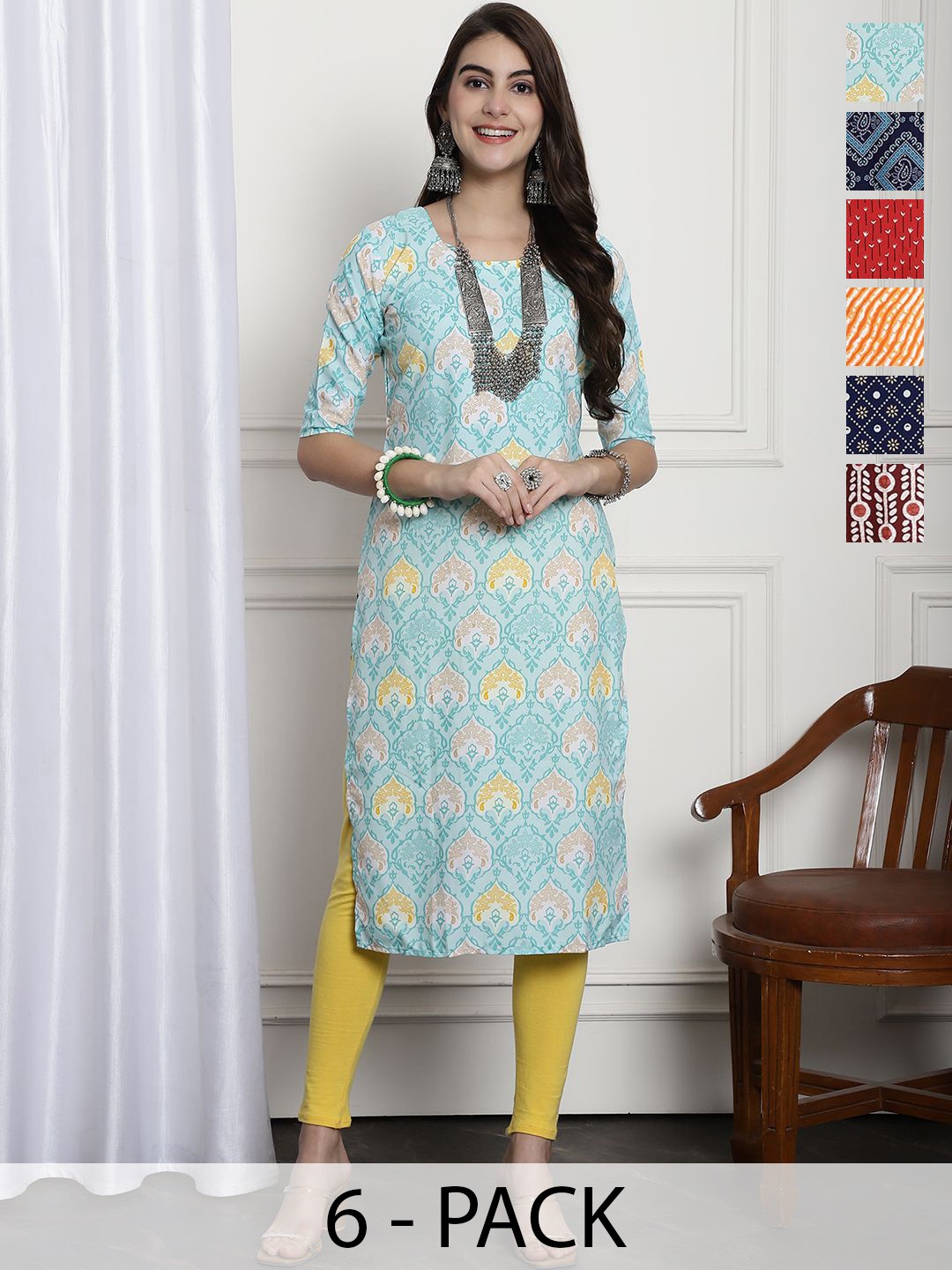 

7Threads Women Ethnic Motifs Printed Floral Crepe Kurta, Multi