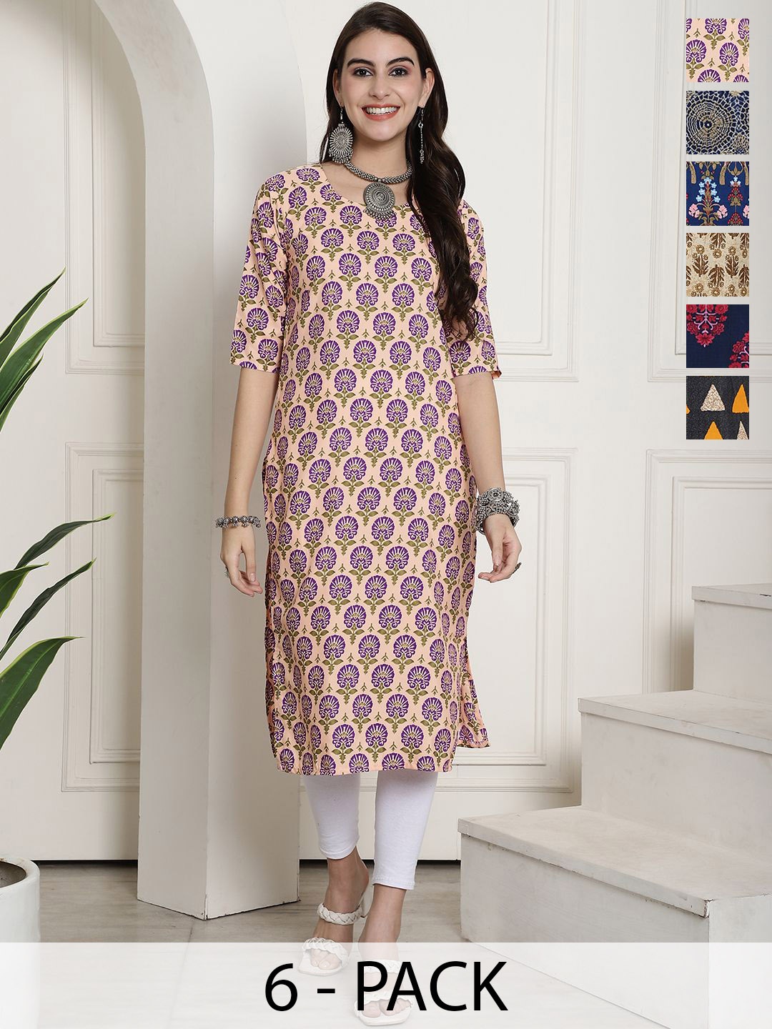 

7Threads Women Ethnic Motifs Printed Floral Crepe Kurta, Multi
