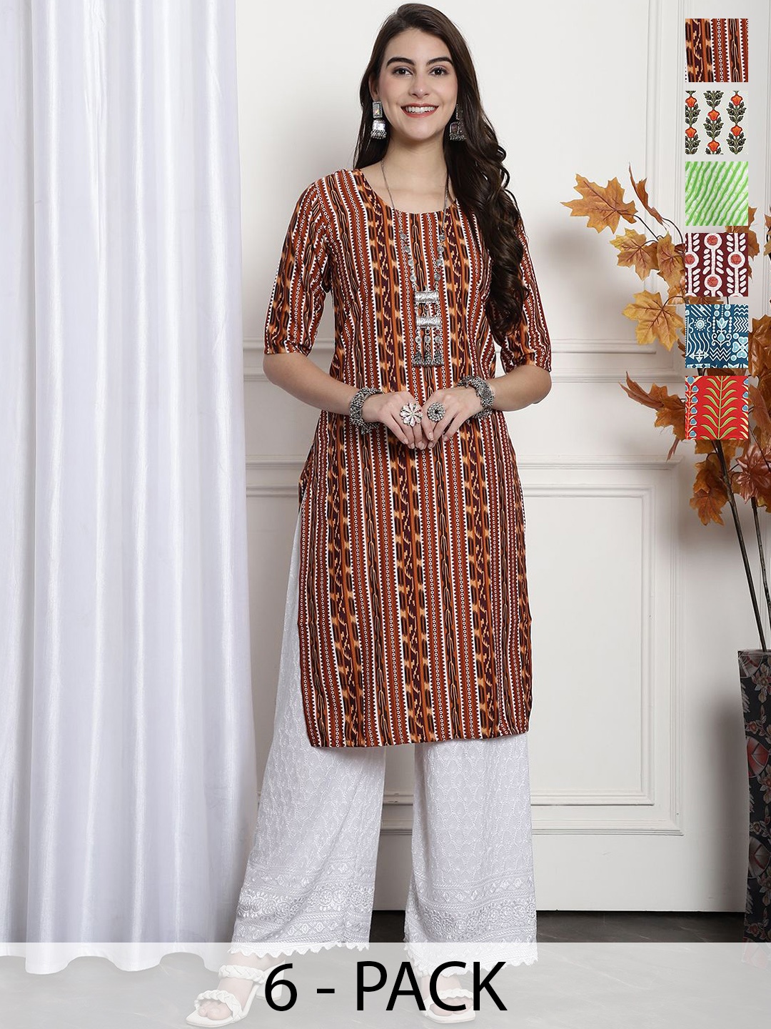 

7Threads Women Ethnic Motifs Printed Floral Crepe Kurta, Multi