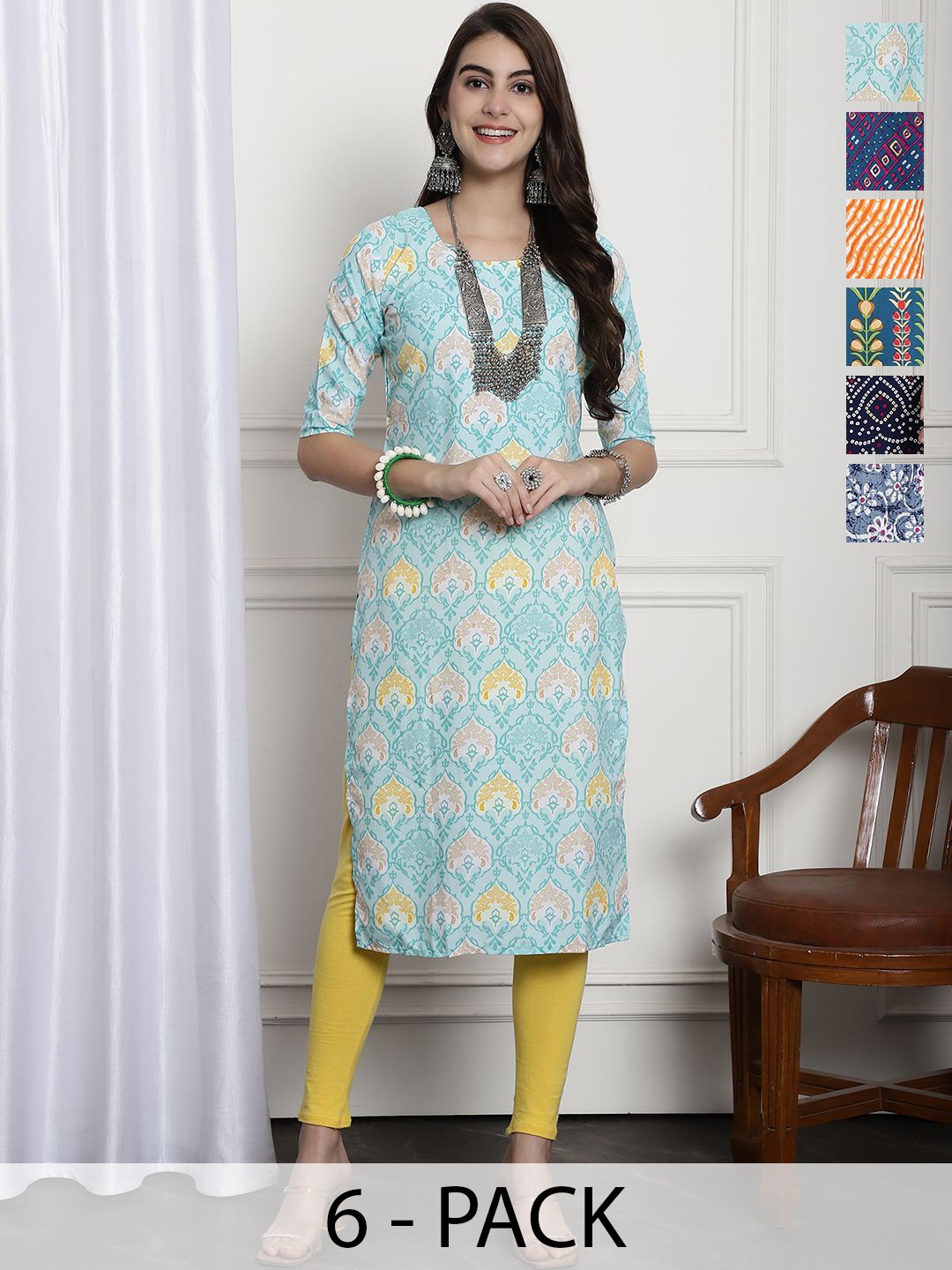 

7Threads Women Ethnic Motifs Printed Floral Crepe Kurta, Multi