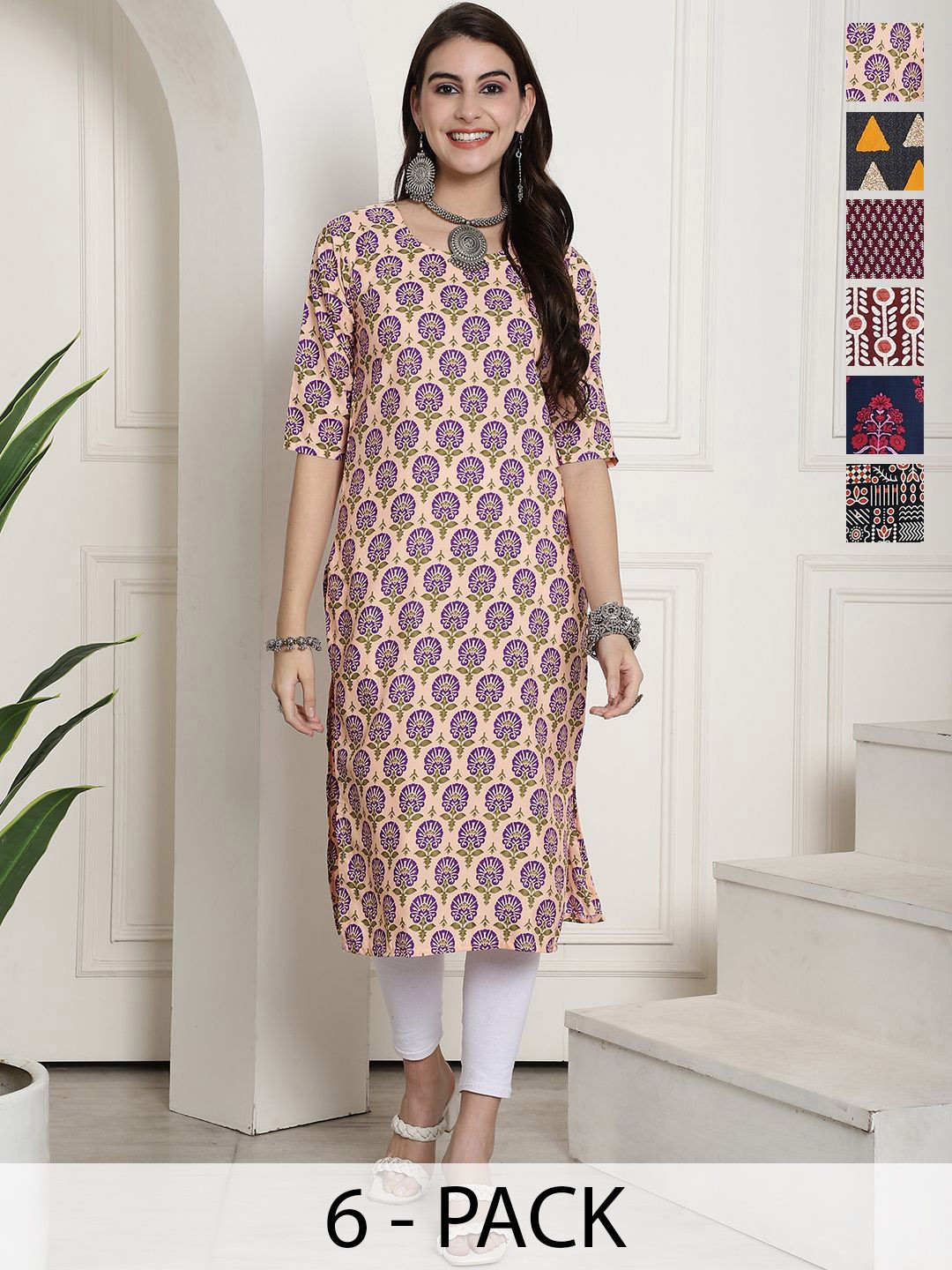 

7Threads Women Ethnic Motifs Printed Floral Crepe Kurta, Multi