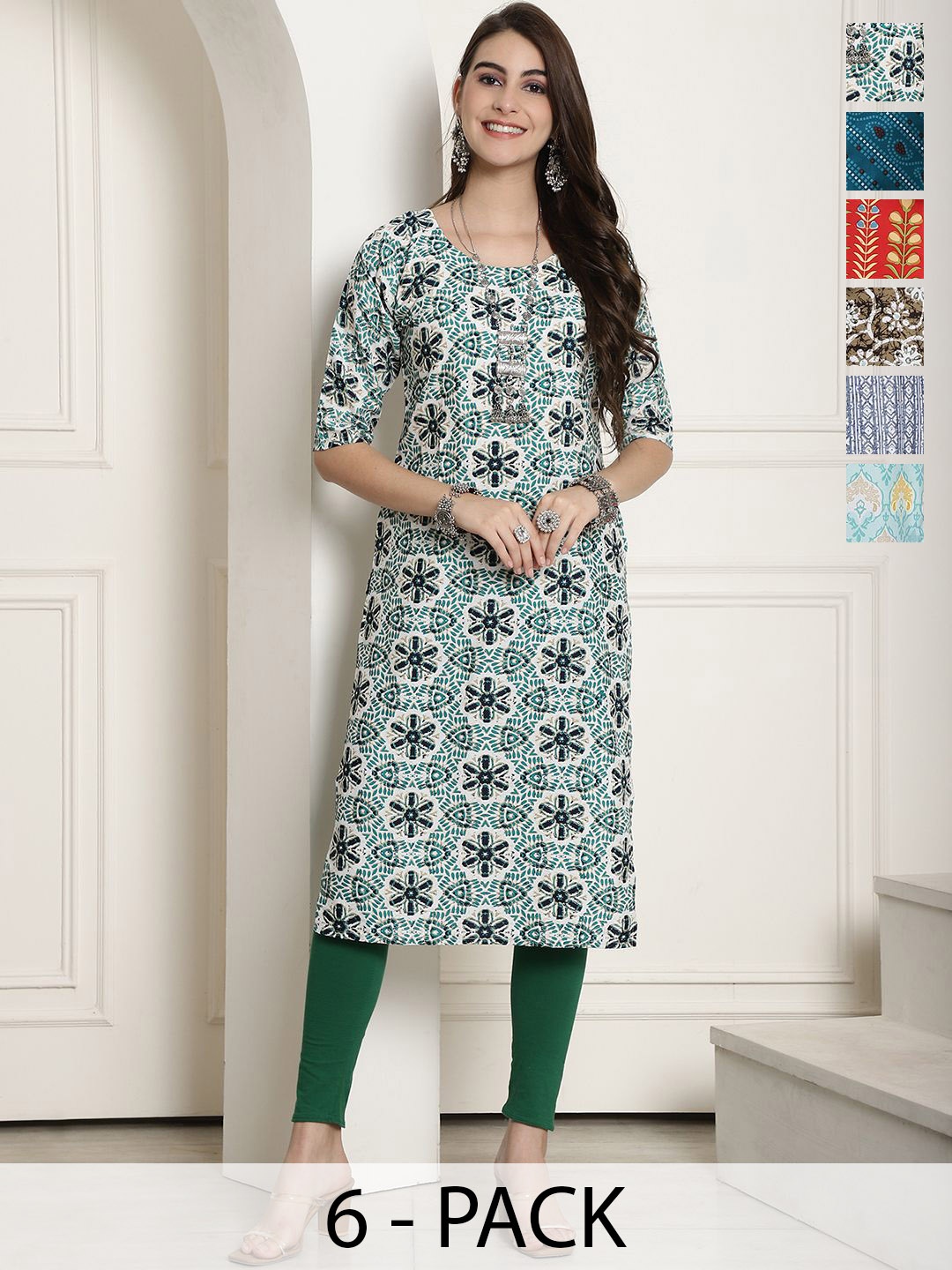 

7Threads Women Ethnic Motifs Printed Floral Crepe Kurta, Multi