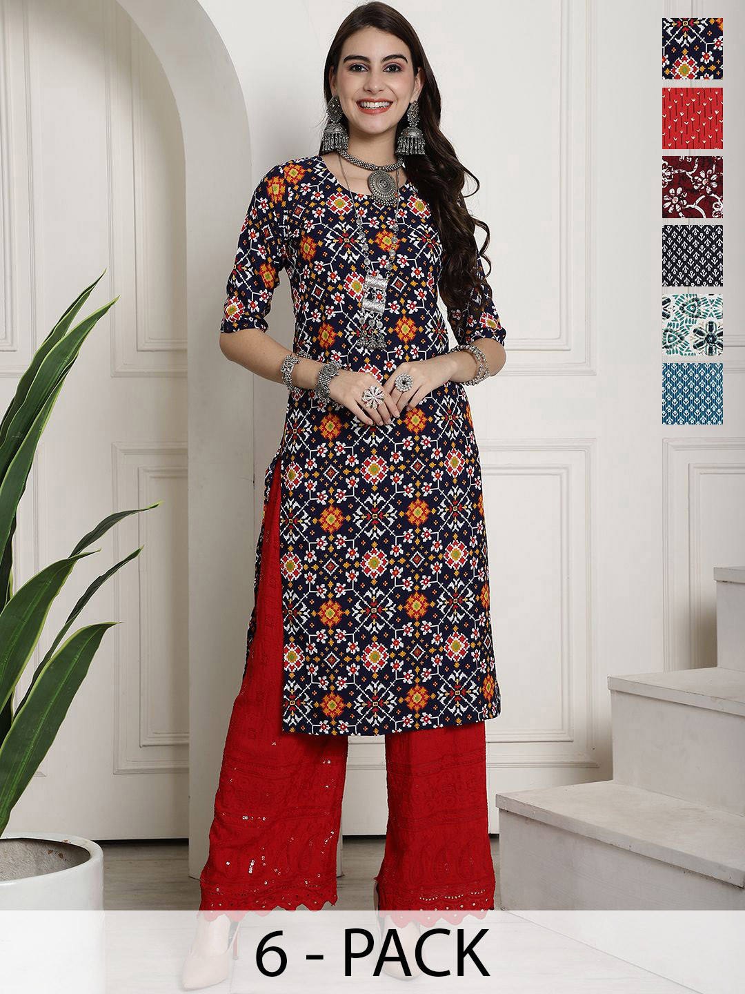 

7Threads Women Ethnic Motifs Printed Floral Crepe Kurta, Multi