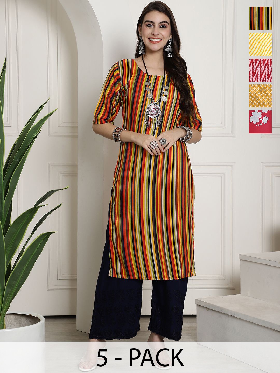 

7Threads Women Ethnic Motifs Printed Floral Crepe Kurta, Multi
