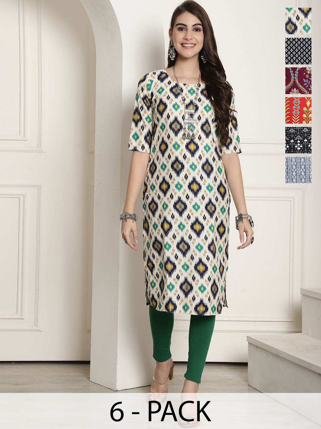

7Threads Women Ethnic Motifs Printed Floral Crepe Kurta, Multi