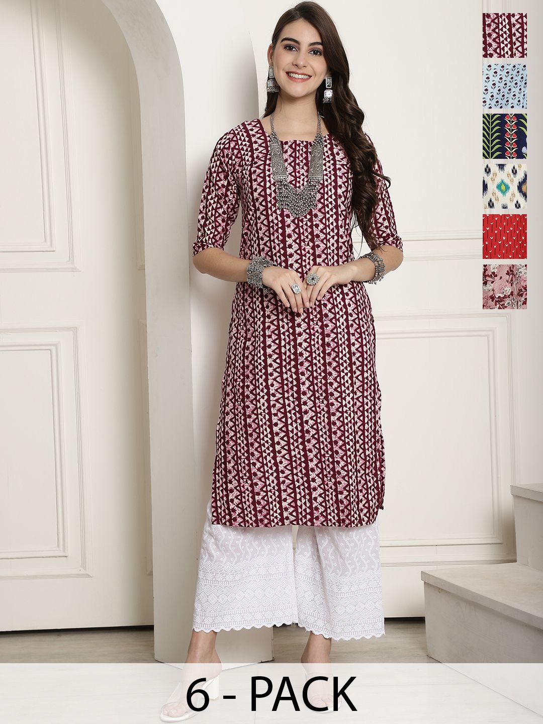 

7Threads Women Ethnic Motifs Printed Floral Crepe Kurta, Multi