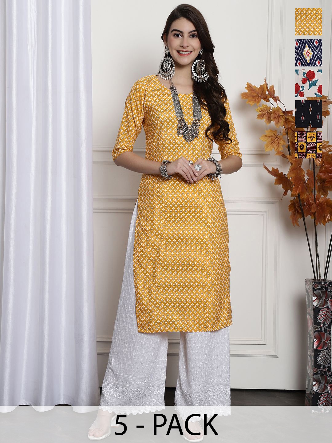 

7Threads Women Ethnic Motifs Printed Floral Crepe Kurta, Multi