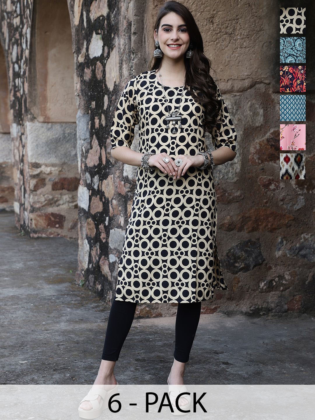 

7Threads Women Ethnic Motifs Printed Floral Crepe Kurta, Multi