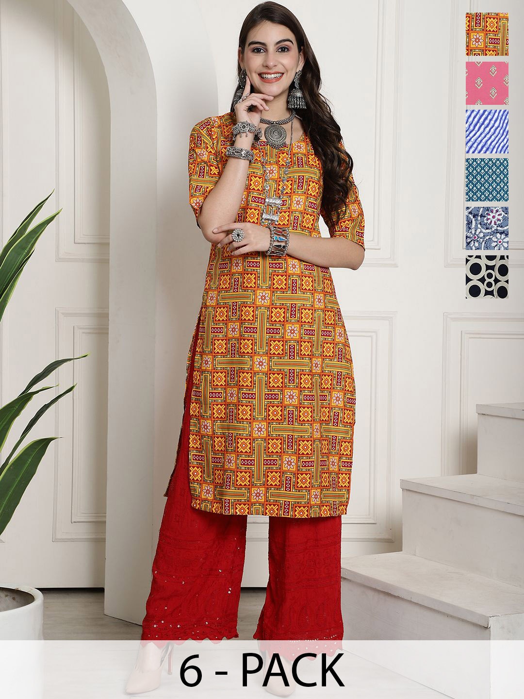 

7Threads Women Ethnic Motifs Printed Floral Crepe Kurta, Multi