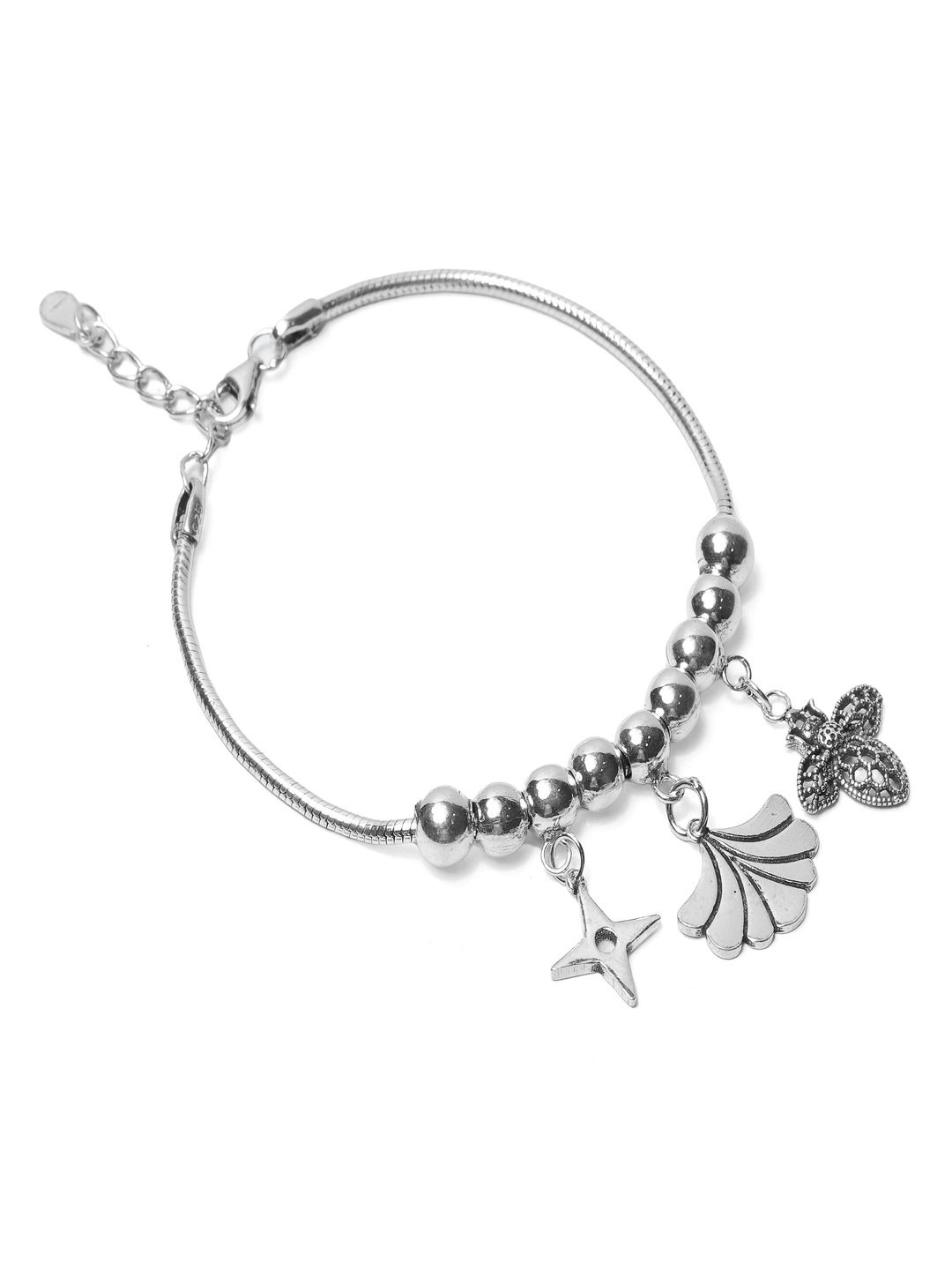 

Paavni Girls Sterling Silver Rhodium-Plated Charm Bracelet