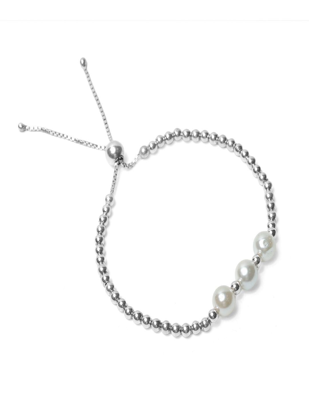 

Paavni Girls Sterling Silver Mother of Pearl Handcrafted Rhodium-Plated Charm Bracelet