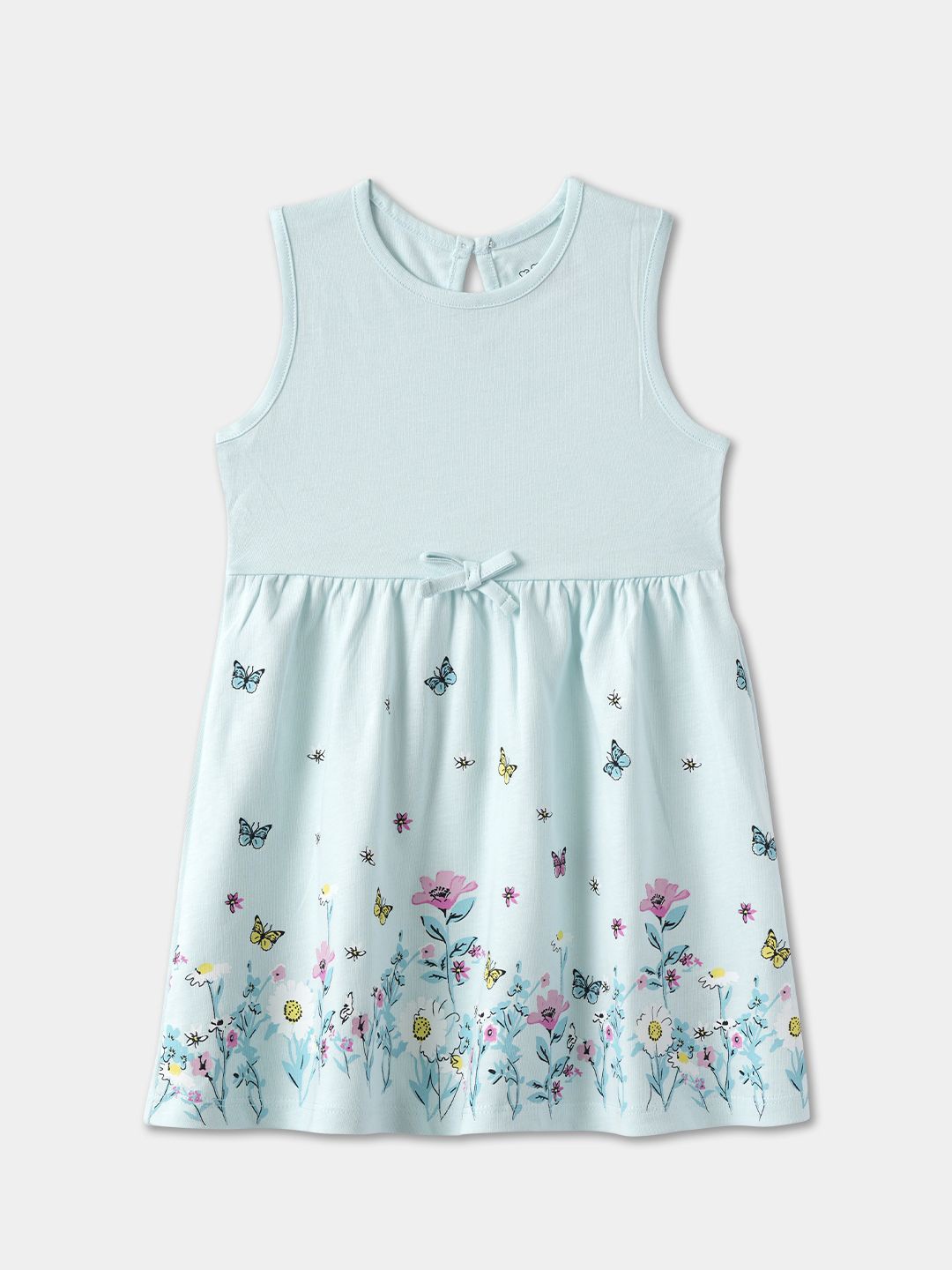 

R&B Girls Graphic Printed Cotton A-Line Dress, Blue