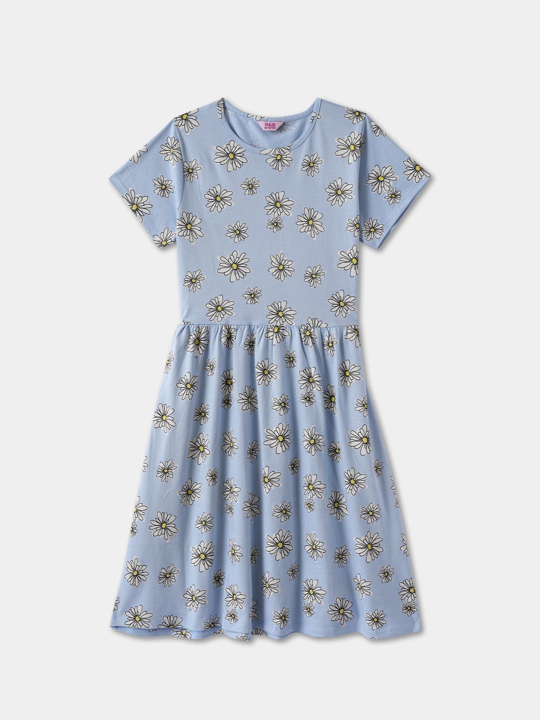 

R&B GirlsGraphic Printed Cotton Fit & Flare Dress, Blue