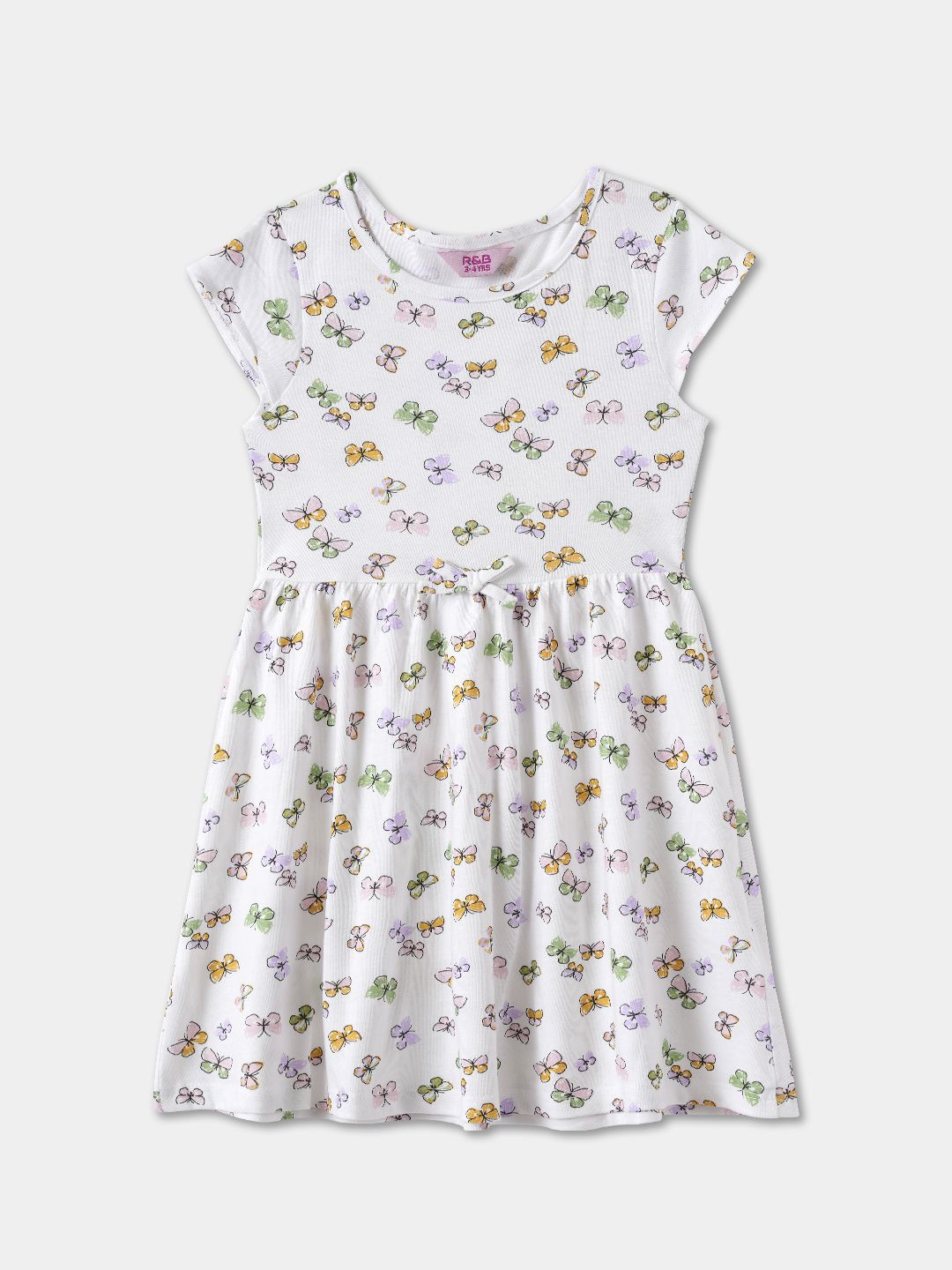 

R&B Girls Printed Fit & Flare Dress, White