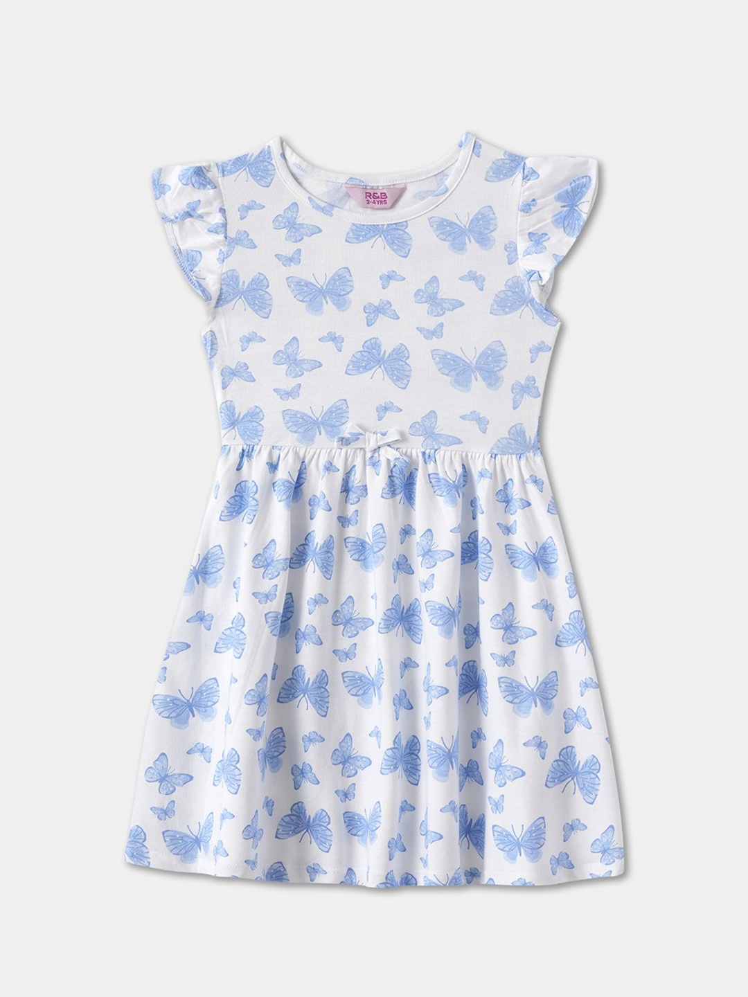 

R&B Girls Print Fit & Flare Dress, White