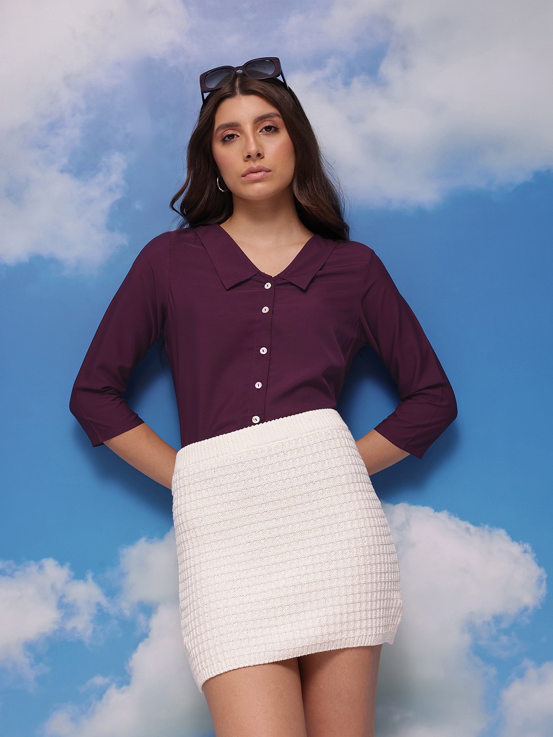 

CORSICA Women Opaque Casual Shirt, Purple