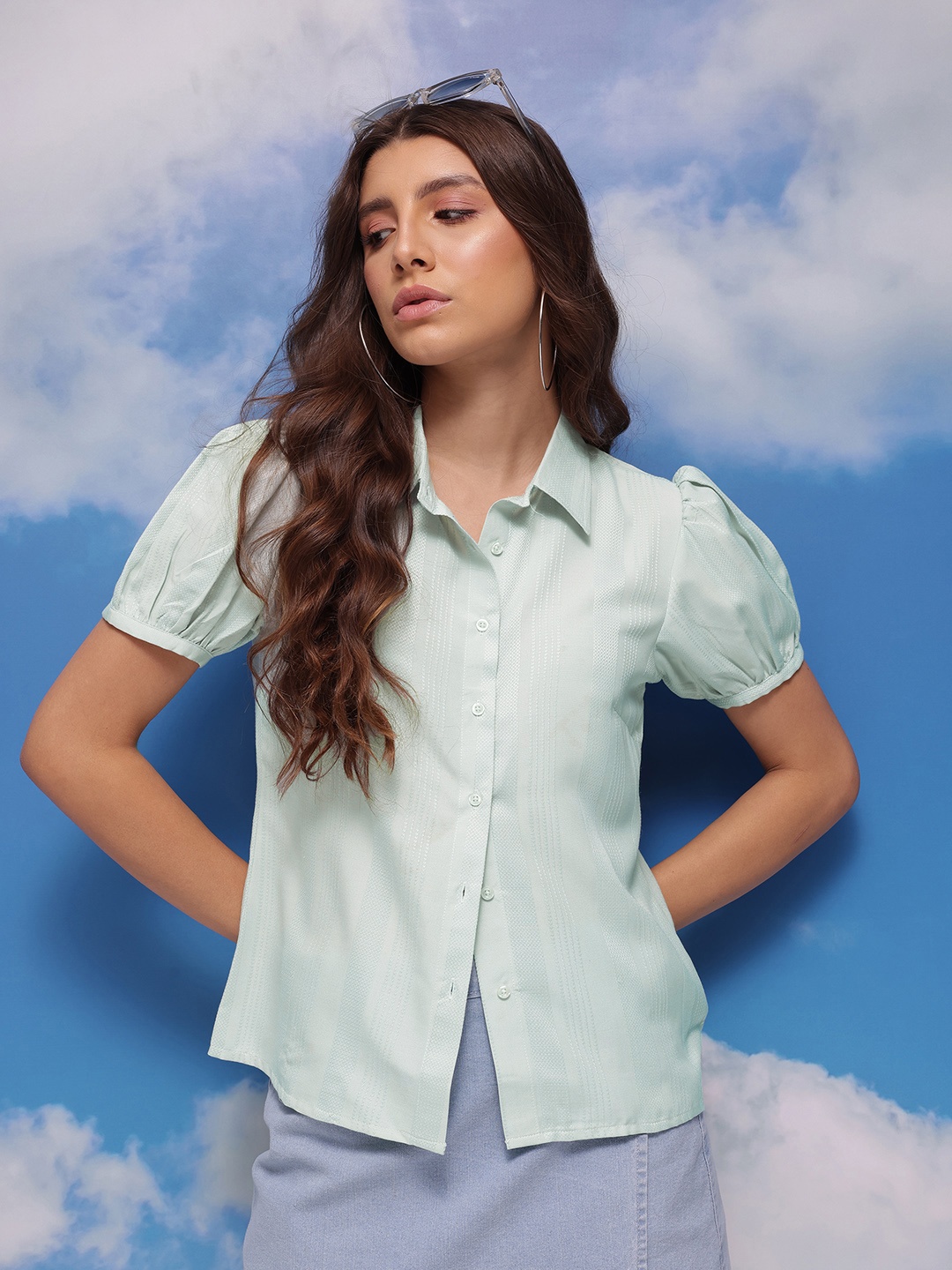 

CORSICA Self-Design Casual Shirt, Sea green