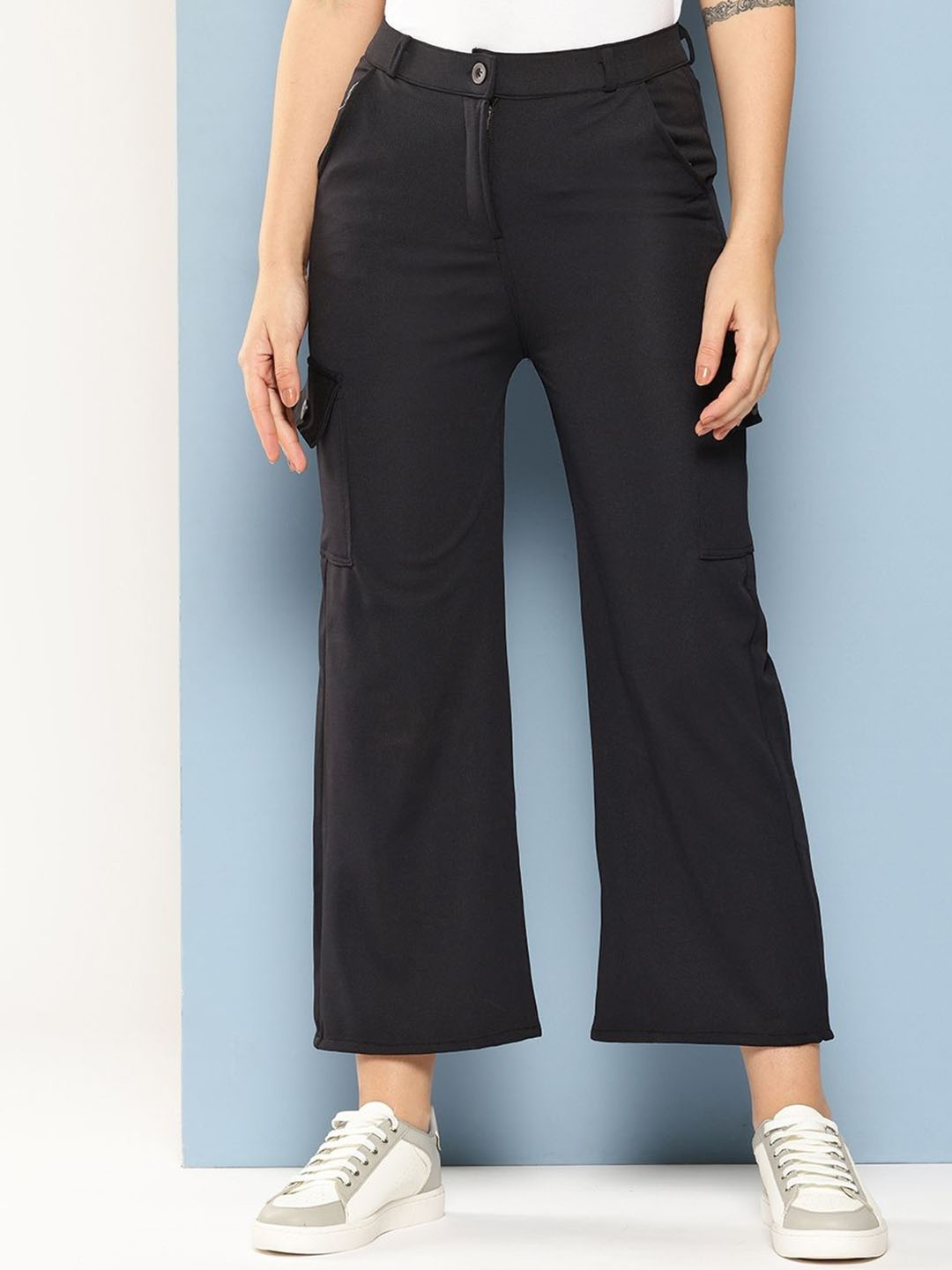 

Aarika Girls Smart Flared Parallel Trousers, Black