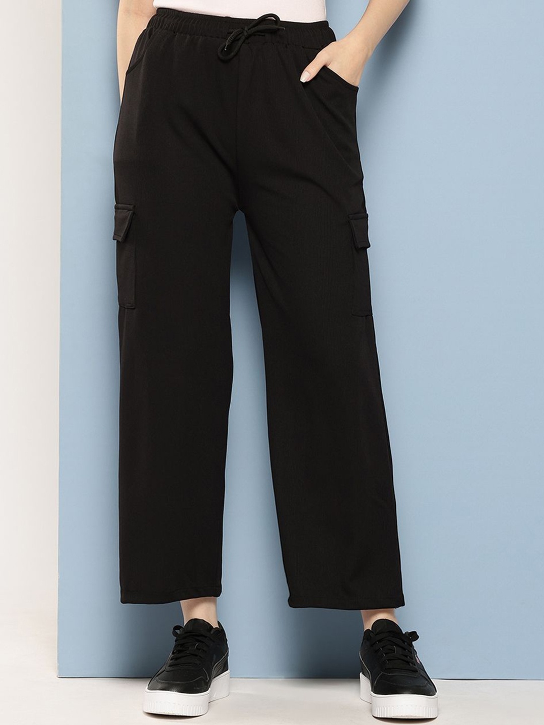 

Aarika Girls Smart Flared Cotton Trouser, Black