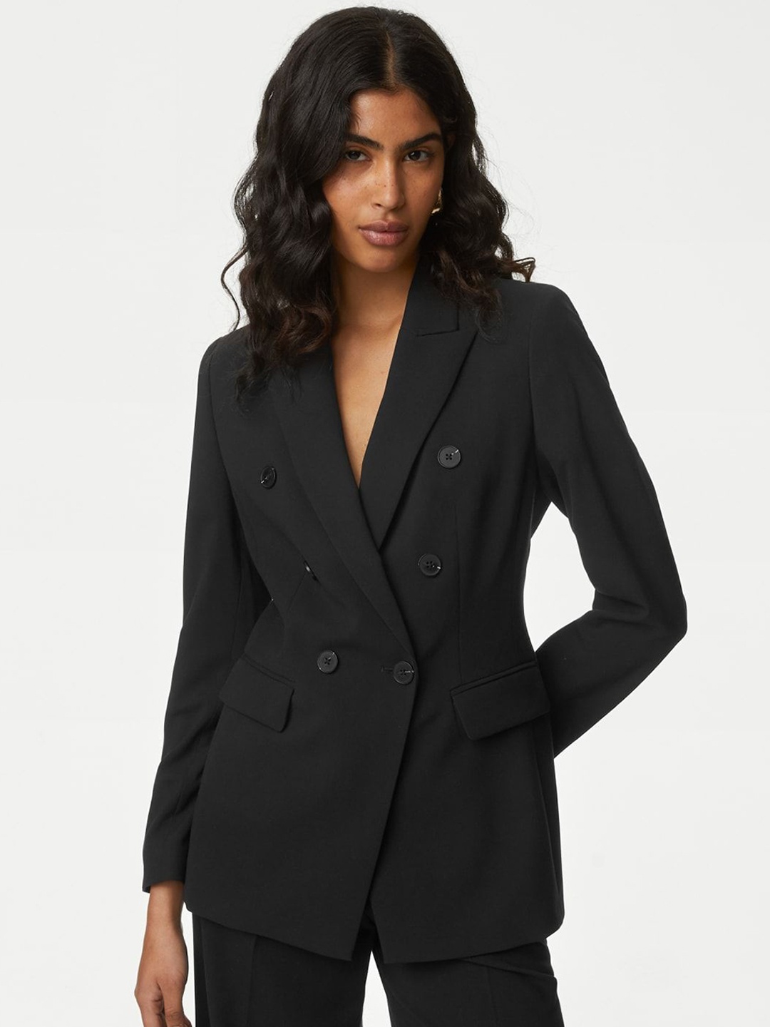 

Marks & Spencer Tailored Relaxed Double Breasted Blazer, Black