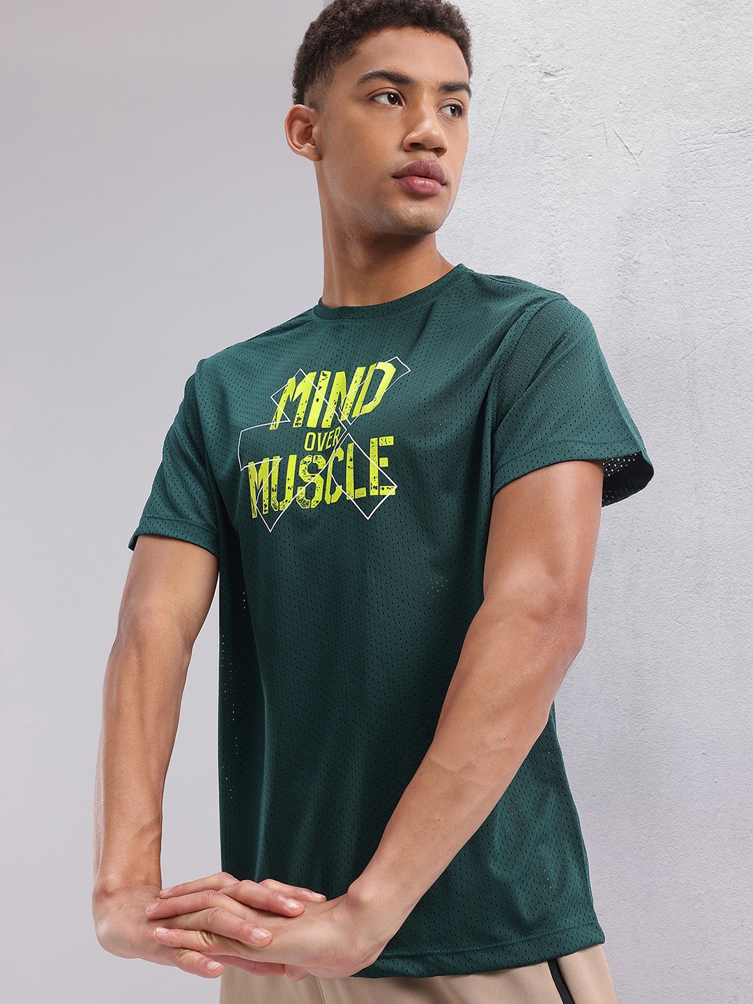 

HRX by Hrithik Roshan Typography Printed Rapid-Dry Training T-shirt, Green